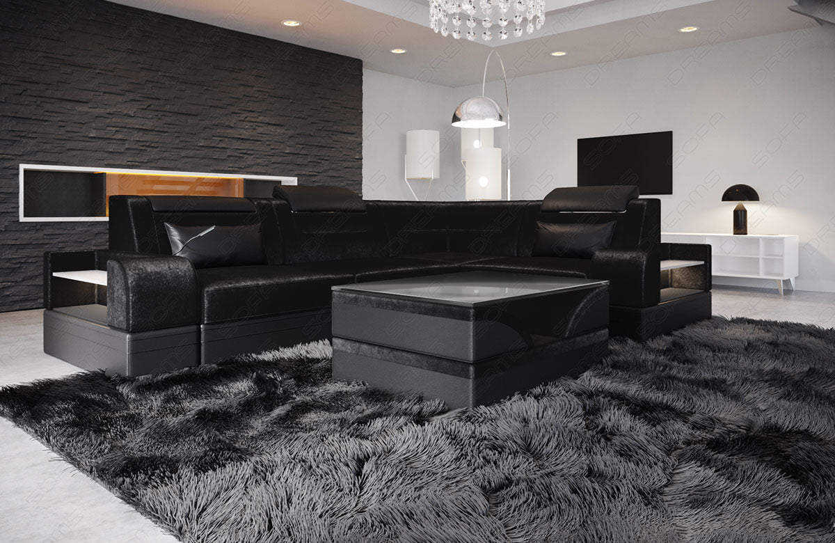 Polster Ecksofa Trivento L Form kurz in schwarz - SunVelvet1015 Samtstoff
