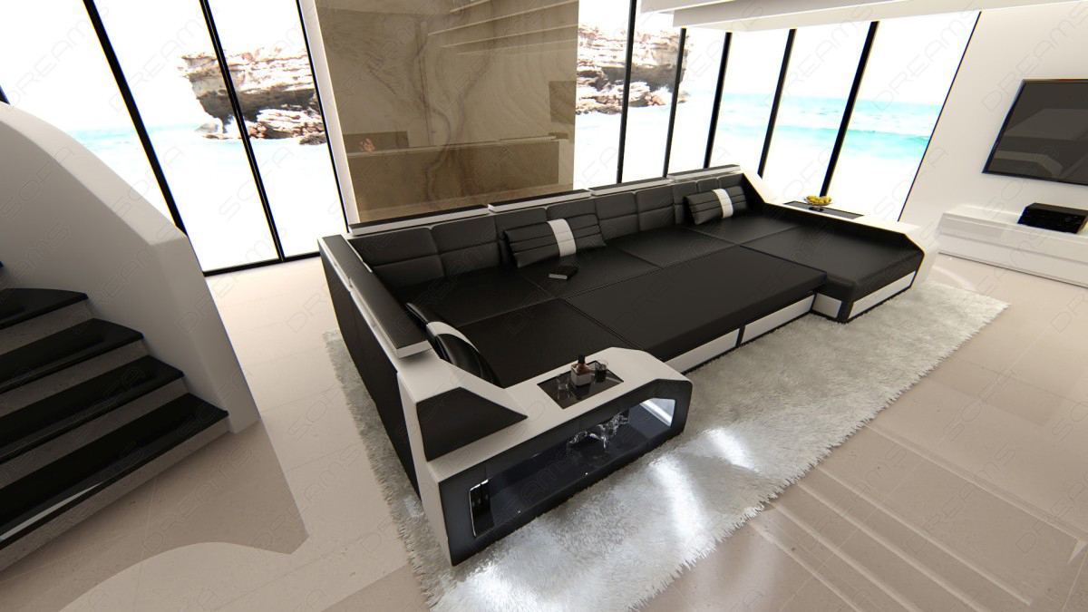 Exklusive Leder Wohnlandschaft Arezzo mit optionaler Bettfunktion