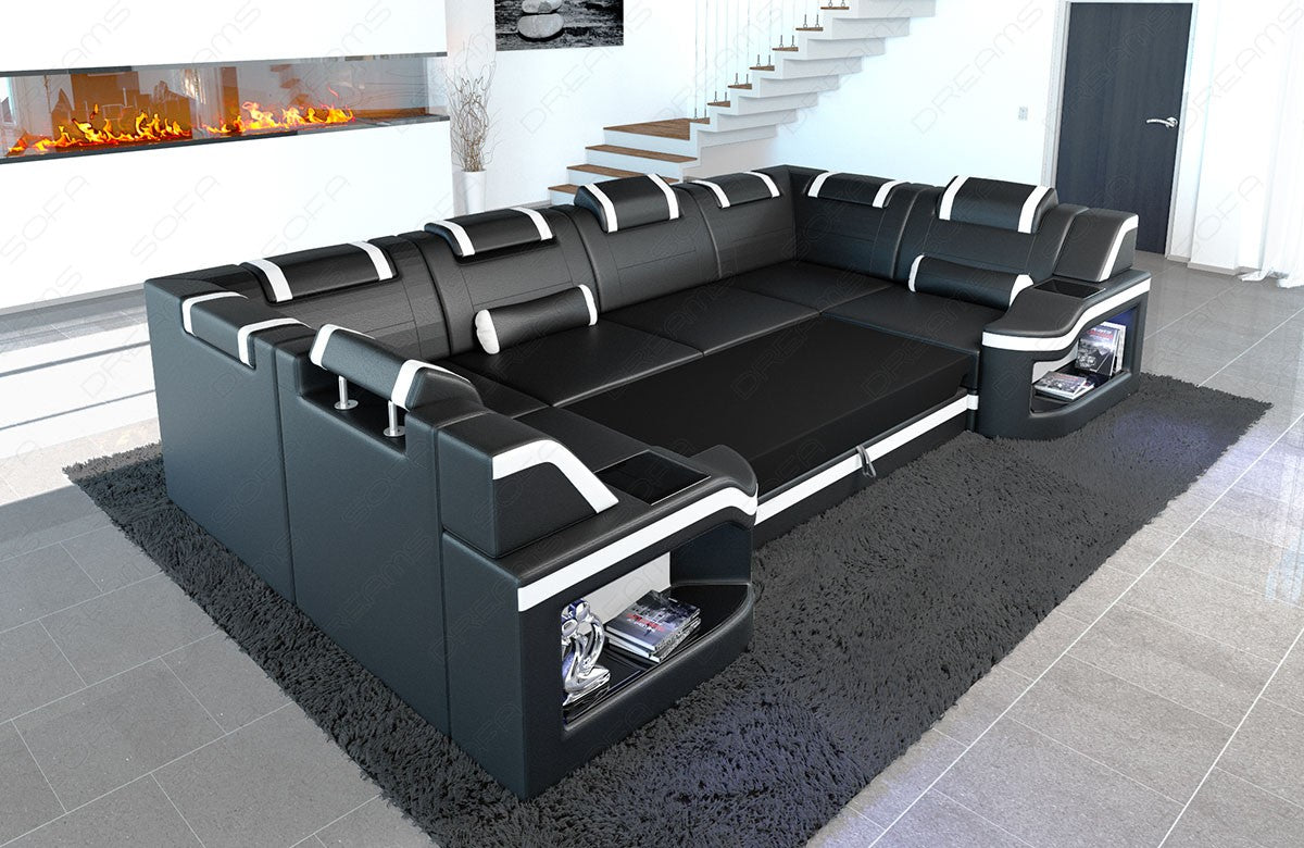 Detailbild der optional erhältlichen Schlaffunktion für das Sofa Padua U Form
