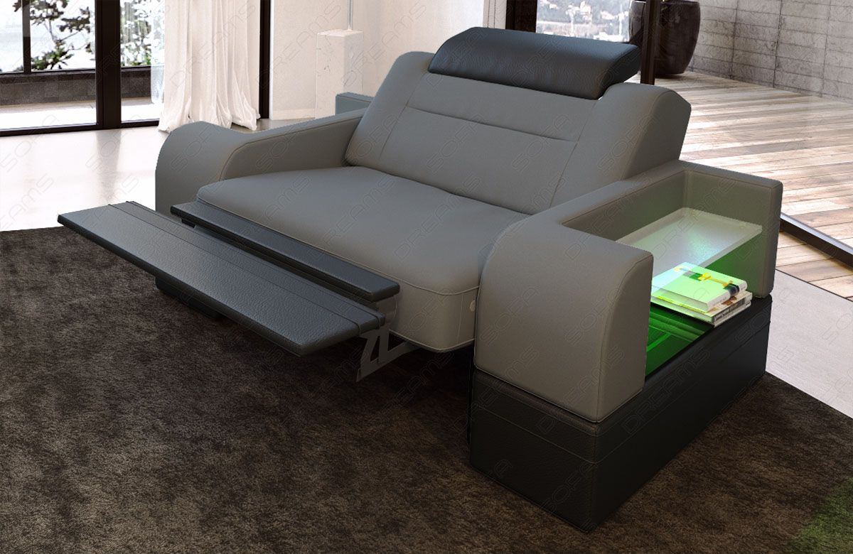 Sessel Design Parma in grau - Mineva15 - Die LED Beleuchtung, USB Anschluss und Relaxfunktion sind optional erhältlich.