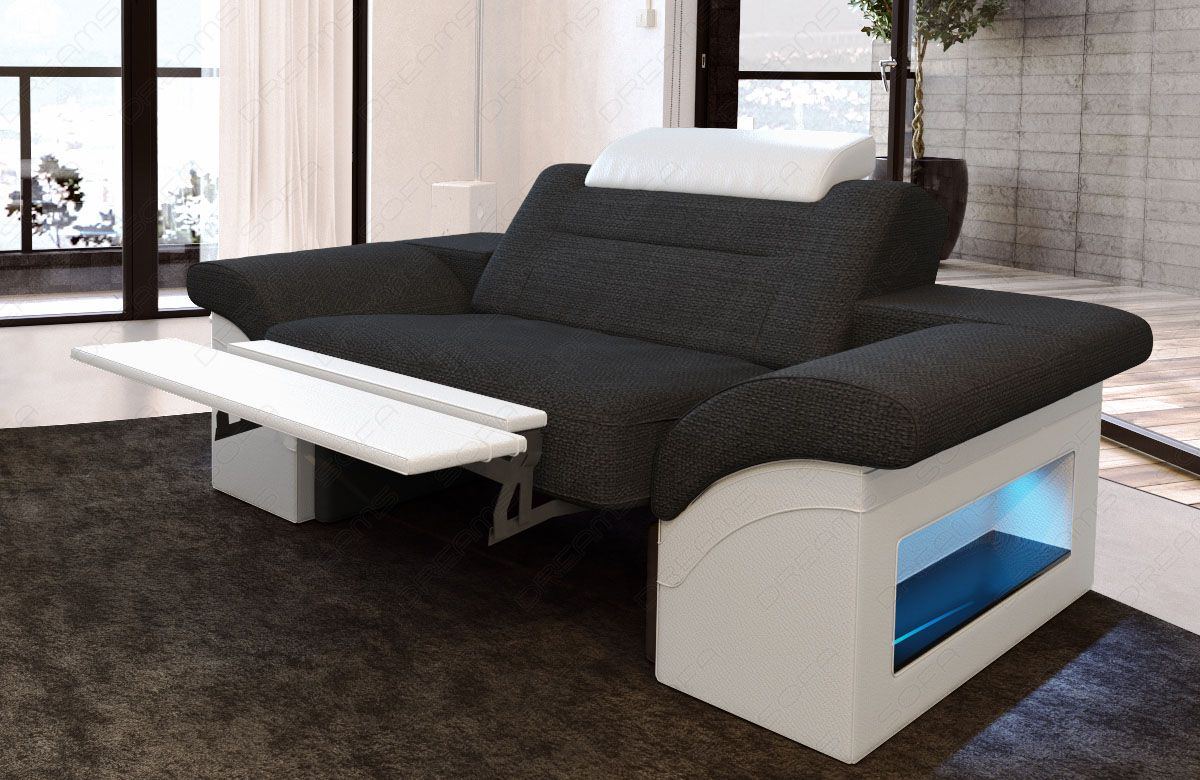 Relax Sessel modern Monza mit verstellbaren Kopfstützen in Webstoff - schwarz - Hugo14 - Die LED Beleuchtung und Relaxfunktion sind optional erhältlich. Bei weiteren Fragen kontaktieren Sie uns bitte.