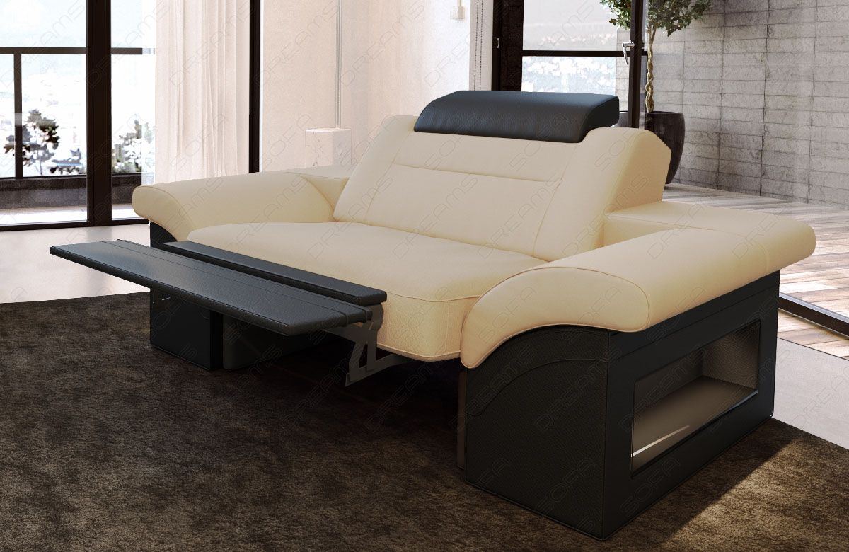 Designer Sessel modern Monza LED in beige - Mineva4 - Die LED Beleuchtung und Relaxfunktion sind optional erhältlich. Bei weiteren Fragen kontaktieren Sie uns bitte.