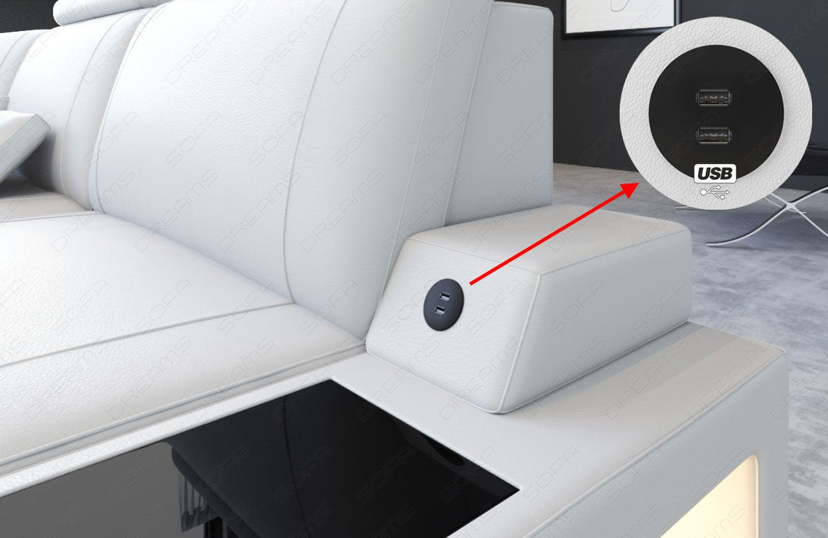 Detailbild vom USB-Anschluss (optional erhältlich) beim Sofa Asti