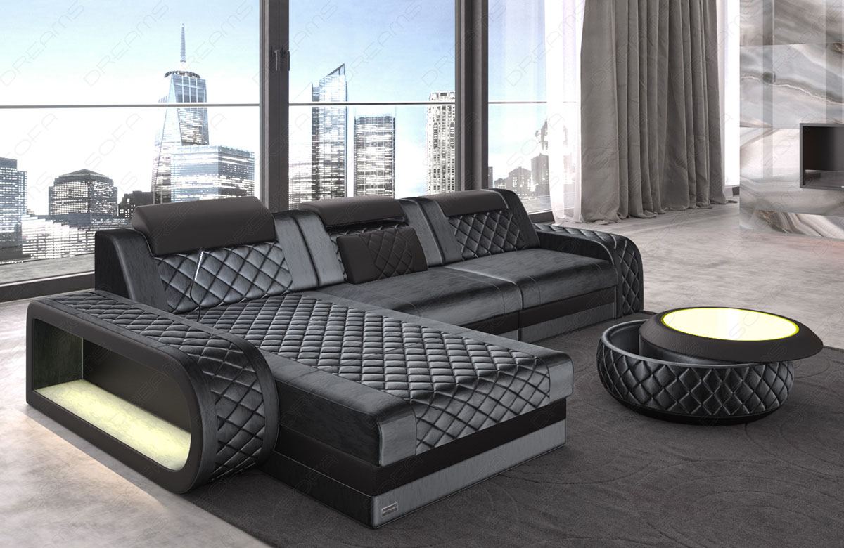 Luxus Samtstoff Ecksofa Berlin L Form in dunkelgrau - SunVelvet1030