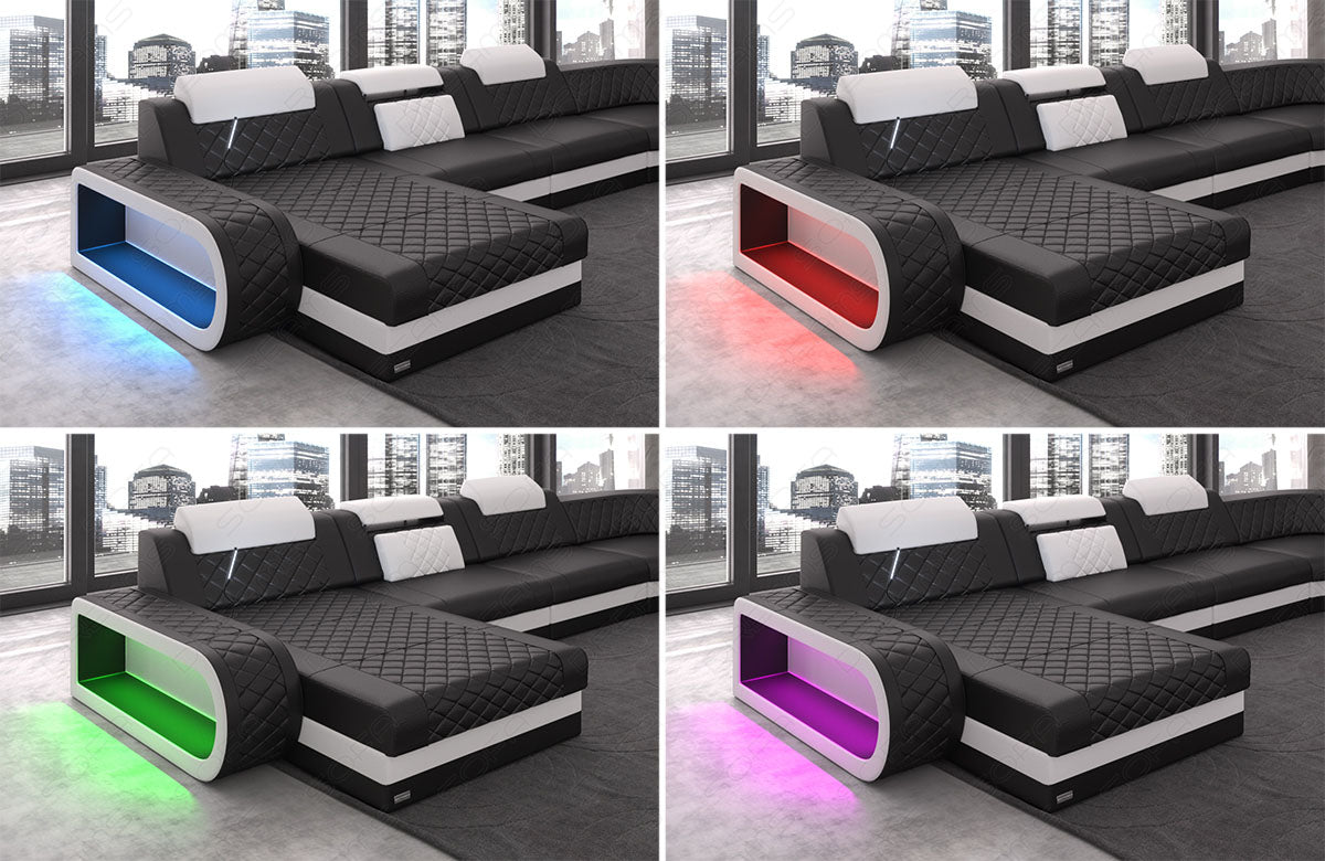 Ledersofa Berlin mit LED-Beleuchtung