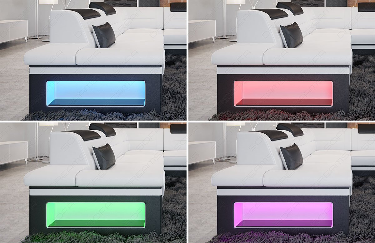 Farbwechsel LED Beleuchtung Detailansicht beim Sofa Brianza