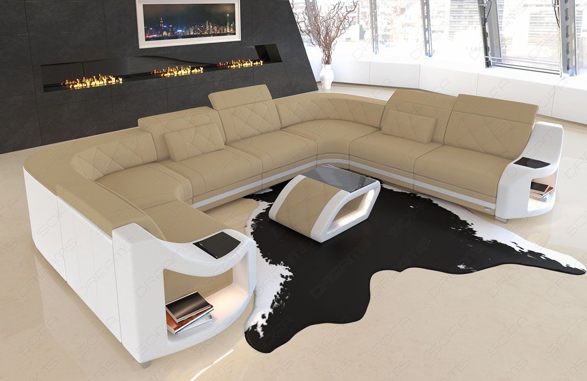 Polster Wohnlandschaft Genua U Form in beige - Mineva4