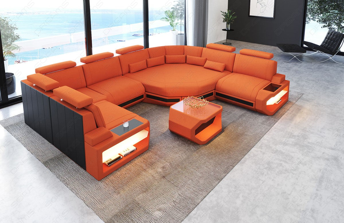 Mikrofaser Polster Wohnlandschaft Asti U Mini in orange - Mineva11