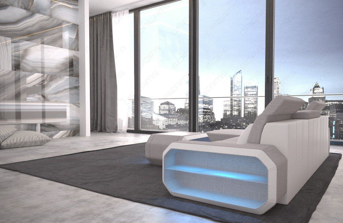 Design Stoffsofa Roma L Form in macchiato - Hugo2 Strukturstoff
