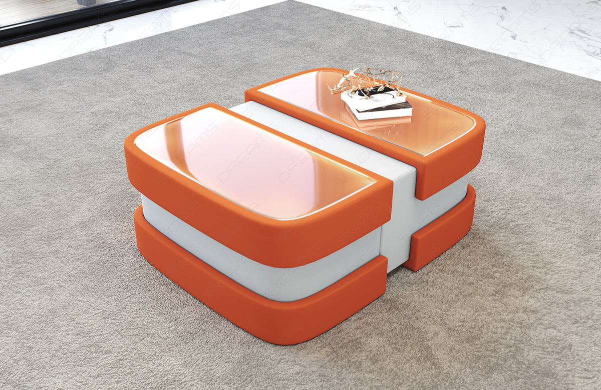 Couchtisch Elegante Stoff Mikrofaser in orange - Mineva11