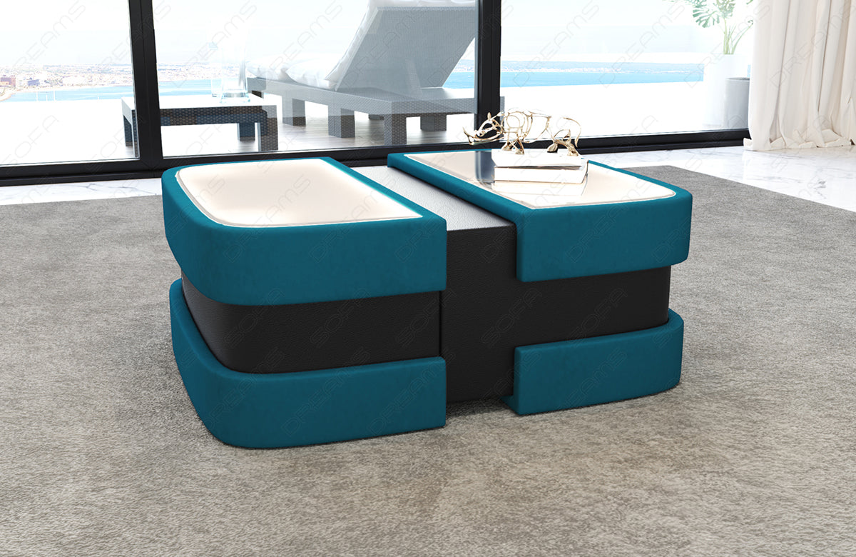 Couchtisch Elegante Stoff Mikrofaser in azurblau - Mineva23