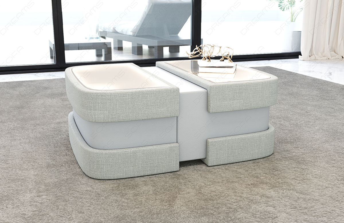 Designer Couchtisch Elegante Strukturstoff in elfenbein - Hugo1