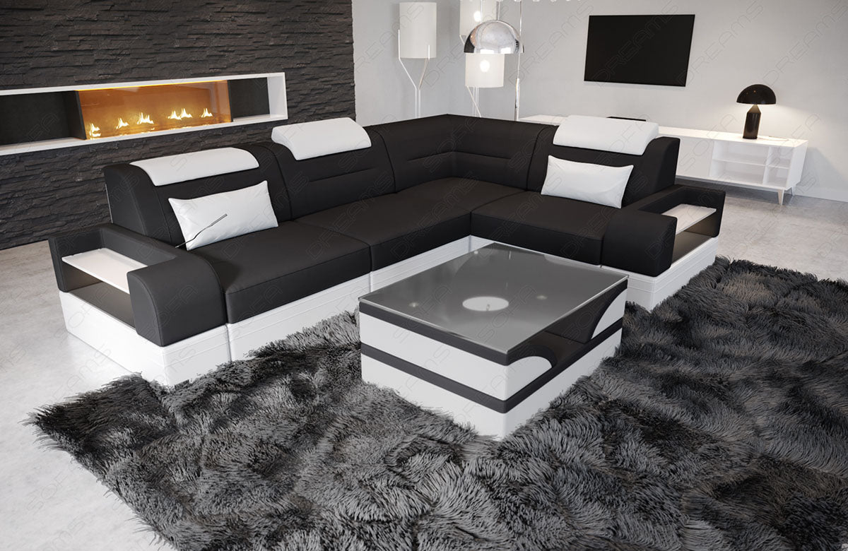 Polster Ecksofa Trivento L Form kurz in schwarz - Mineva14 Mikrofaser Stoff