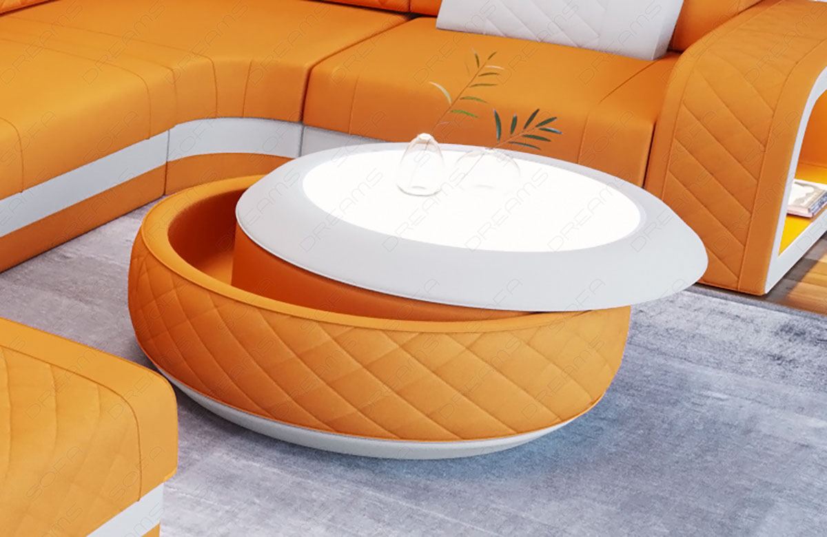 Design Wohnzimmertisch Berlin in apricot - Mikrofaser Mineva16 - apricot