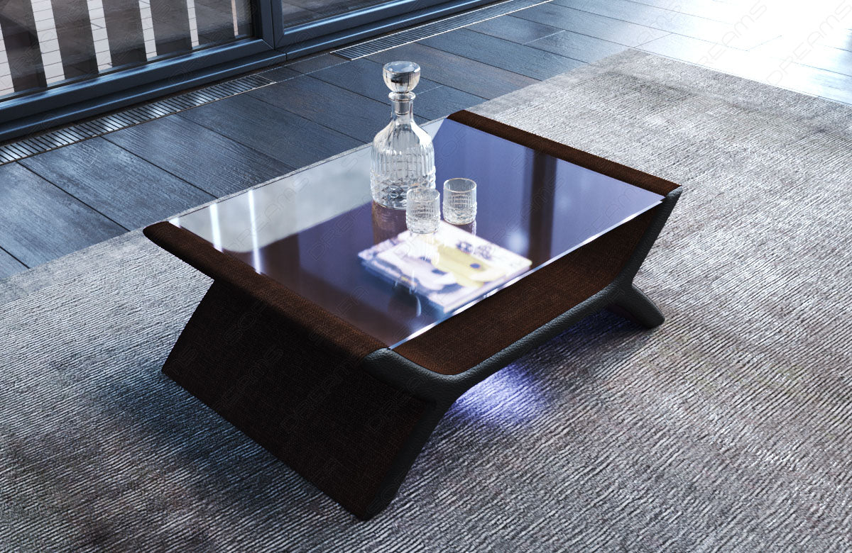 Moderner Stoff Couchtisch Calabria in braun - Hugo8