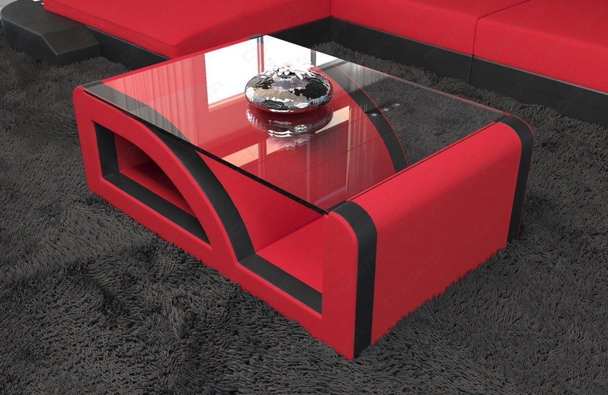 Stoff Couchtisch Palermo in rot - Mineva20 Mikrofaser Stoff