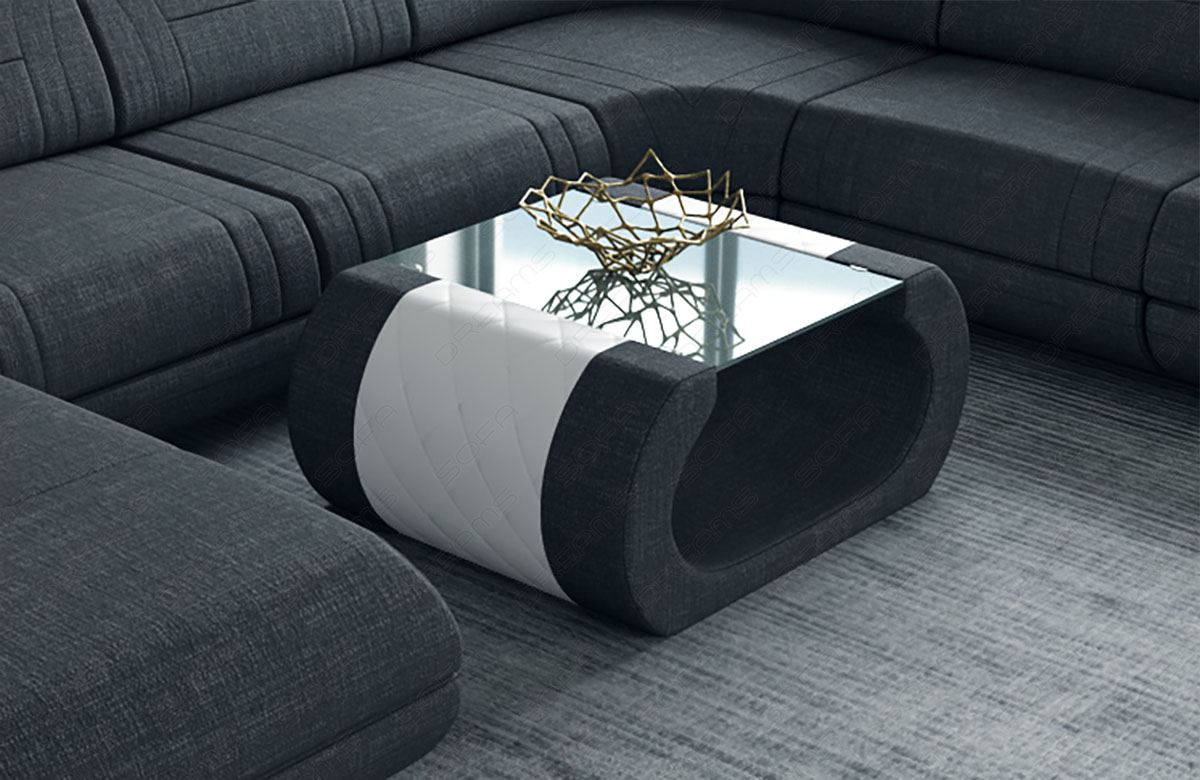 Stoff Couchtisch Rimini in schwarz - Hugo14 Strukturstoff
