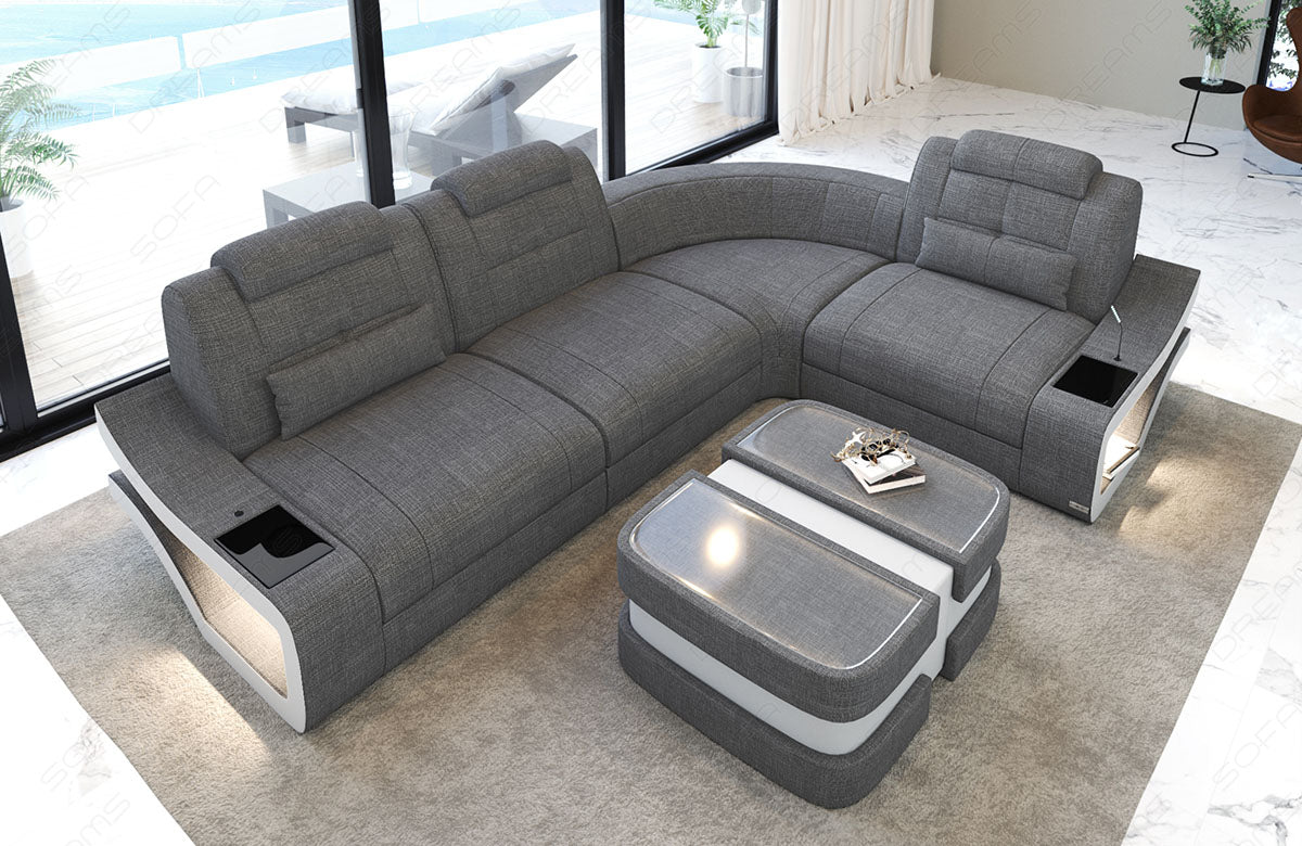 Polster Ecksofa Elena L Form in grau - Hugo5 - Nebenfarbe weiß
