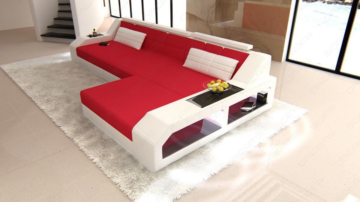 Polstersofa Arezzo L Form in rot - Mineva 20 Mikrofaser Stoff