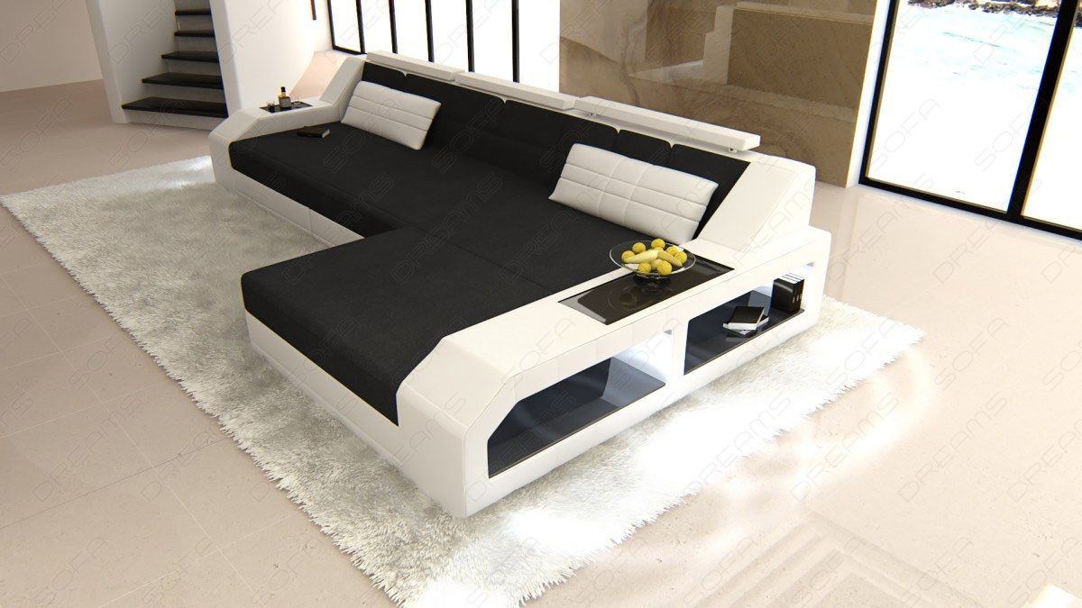 Polster Eckcouch Arezzo L Form in schwarz - Mineva14 Mikrofaser Stoff