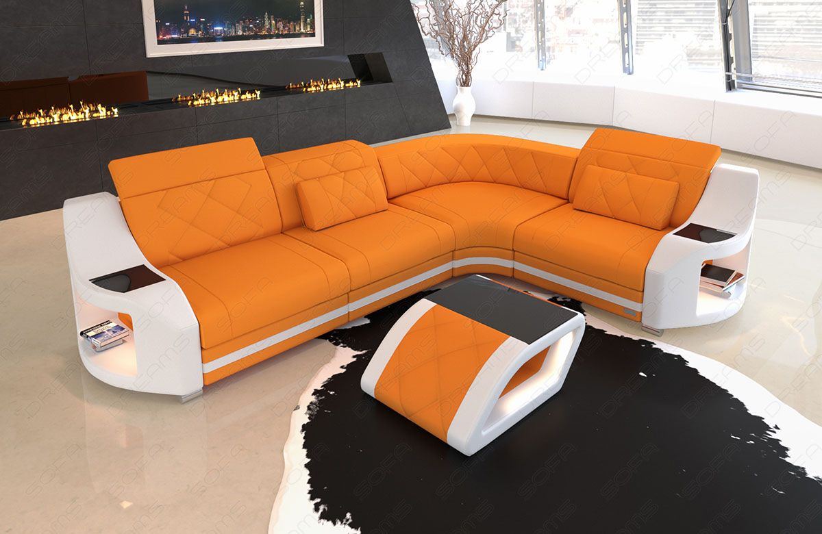 Polster Ecksofa Genua L Form in apricot - Mineva16