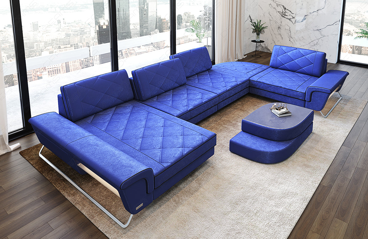 Design Polstersofa Bari U Form in blau - SunVelvet1027 Samtstoff