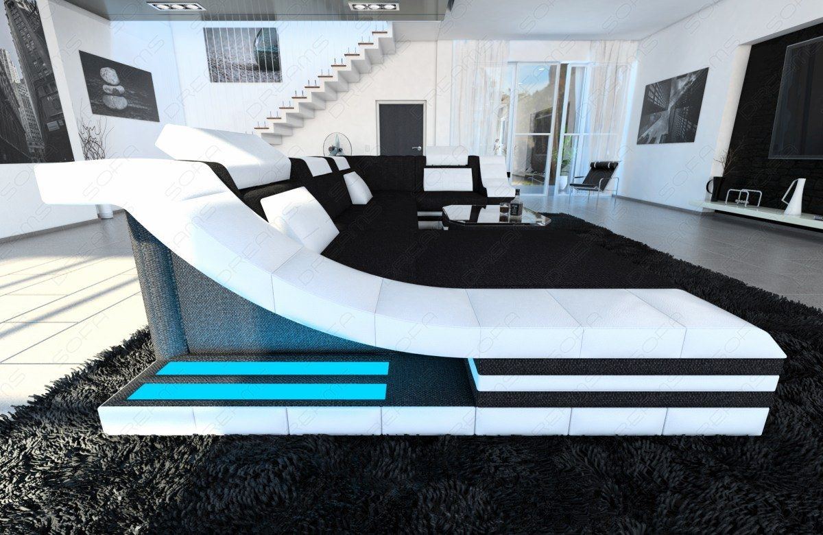 Stoffcouch U Form Turino U Form mit LED schwarz Hugo 13