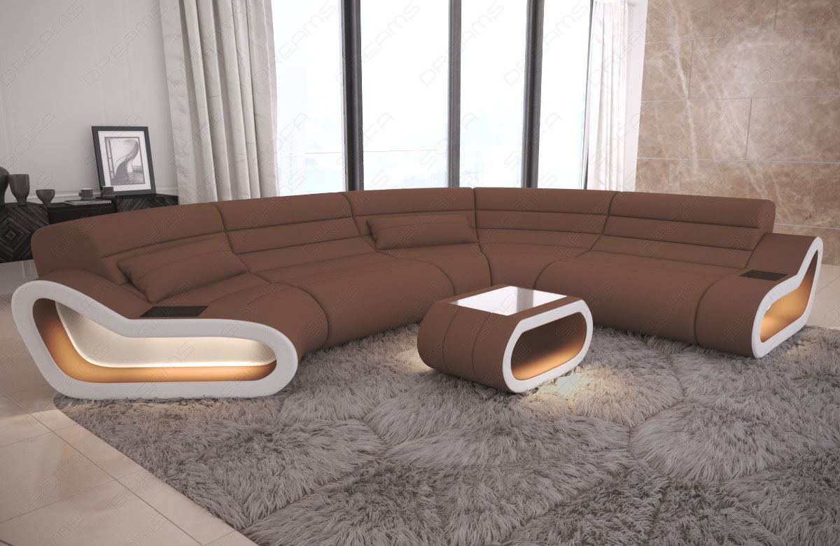 Luxus Stoff Wohnlandschaft Concept C Form in hellbraun - Mineva5