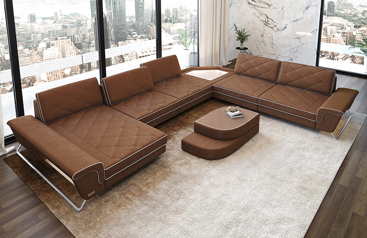 Polster Wohnlandschaft Ferrara XXL in camel - Altara2b Wildleder Optik