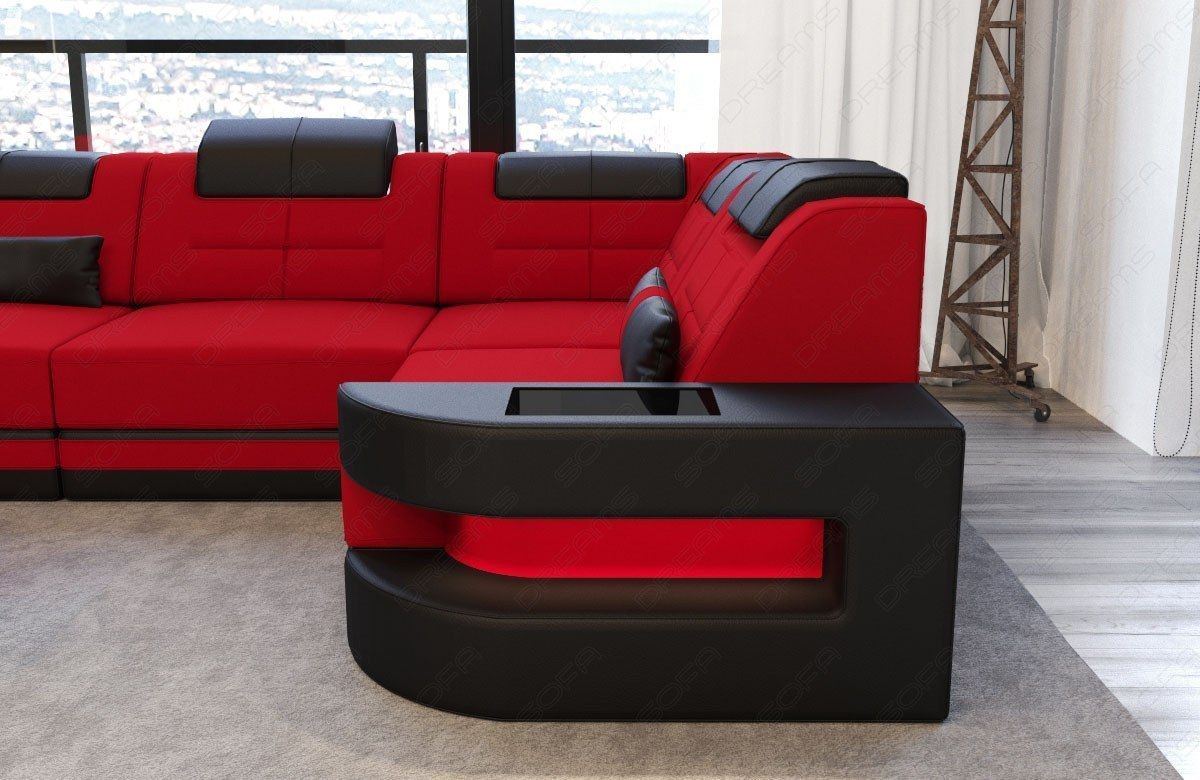 Sofa mit Mikrofaser COMO U LED Beleuchtung - rot Mineva 20