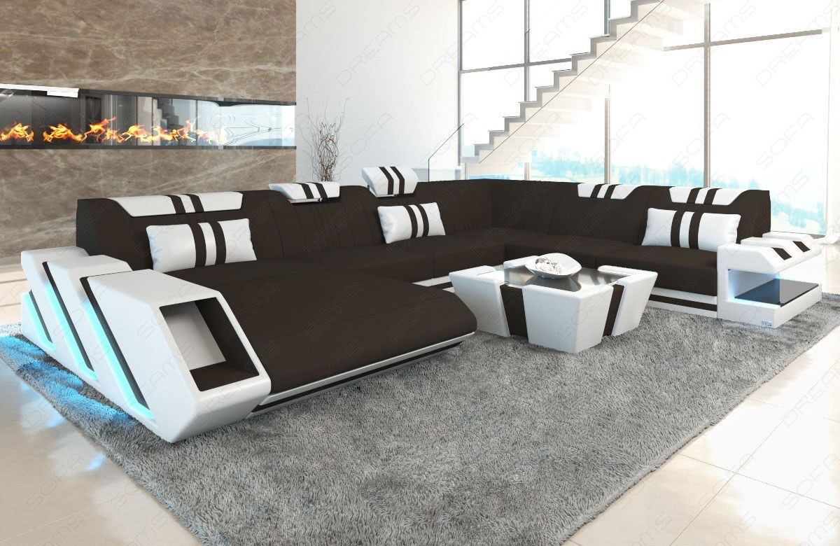 Polstercouch Wohnlandschaft Apollonia XXL Mikrofaser in mokka - Mineva18
