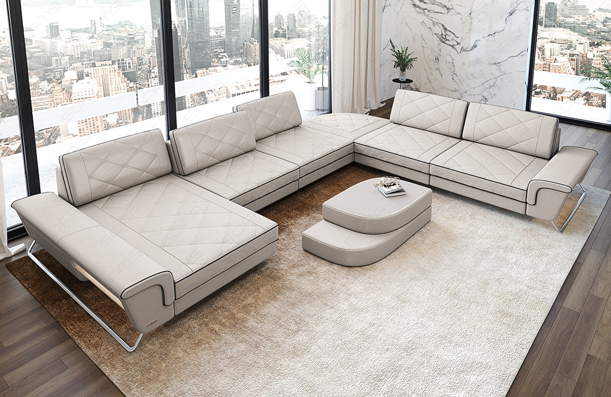 Polster Wohnlandschaft Bari XXL in cream - Altara1A Wildleder Optik