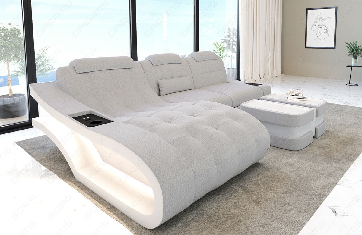 Polster Ecksofa Elegante L Form Strukturstoff in macchiato - Hugo2