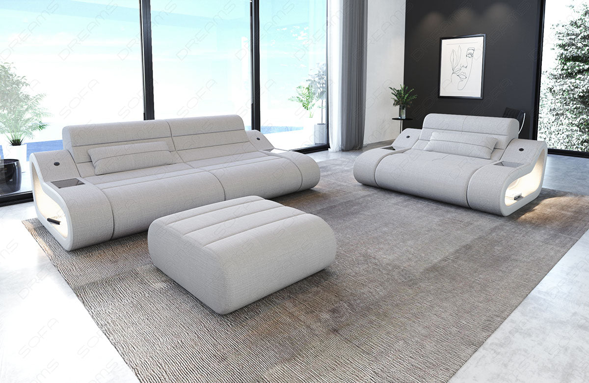 Polster Sofa Garnitur Concept 2-1 Strukturstoff in macchiato - Hugo2
