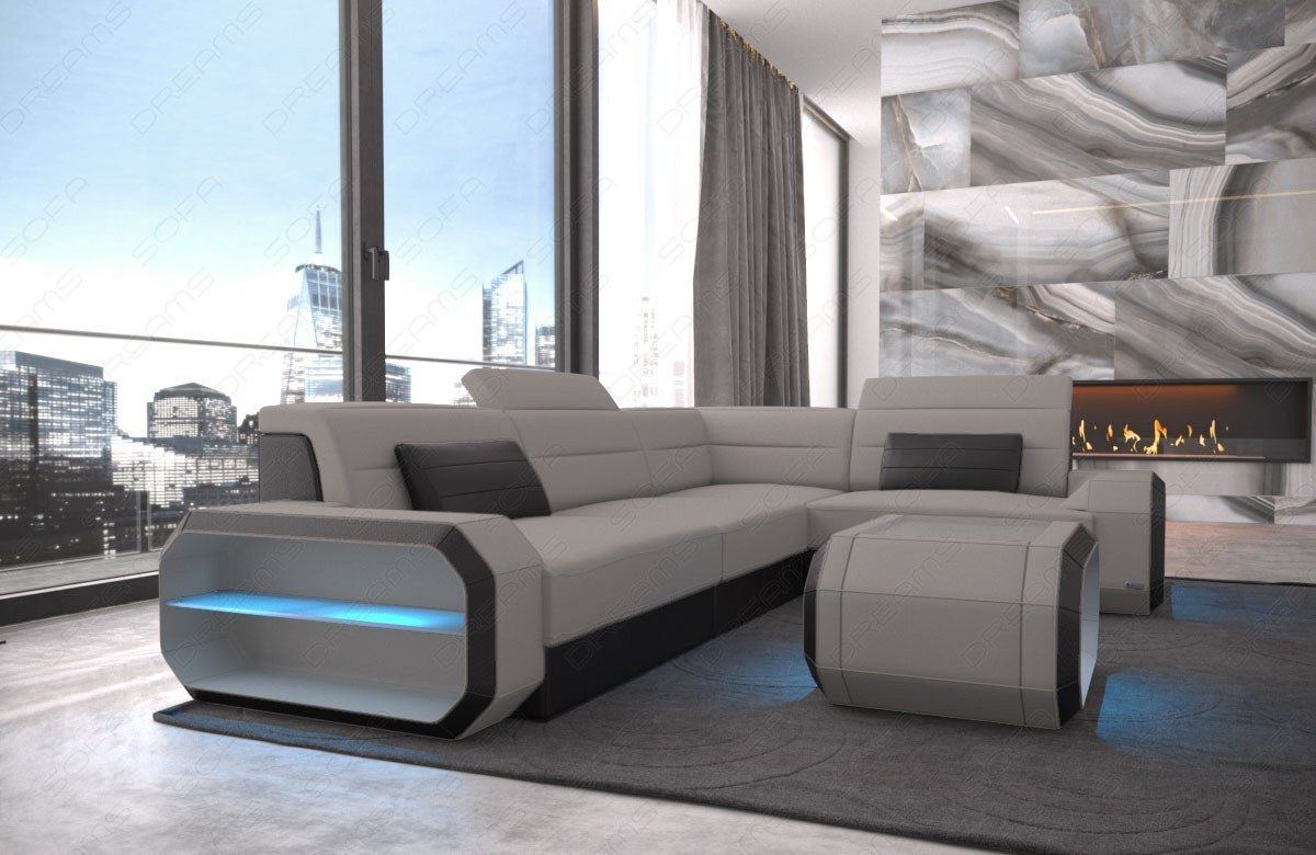 Stoff Ecksofa Verona L Form in hellgrau - Mineva12 Mikrofaser Stoff