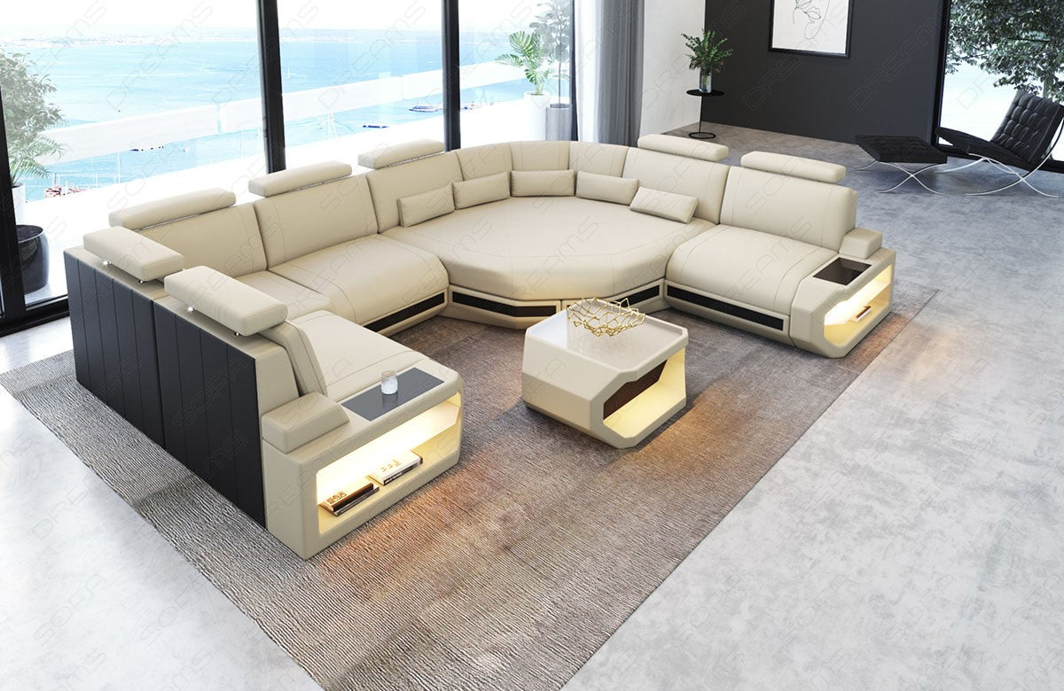 Mikrofaser Polster Wohnlandschaft Asti U Mini in beige - Mineva4