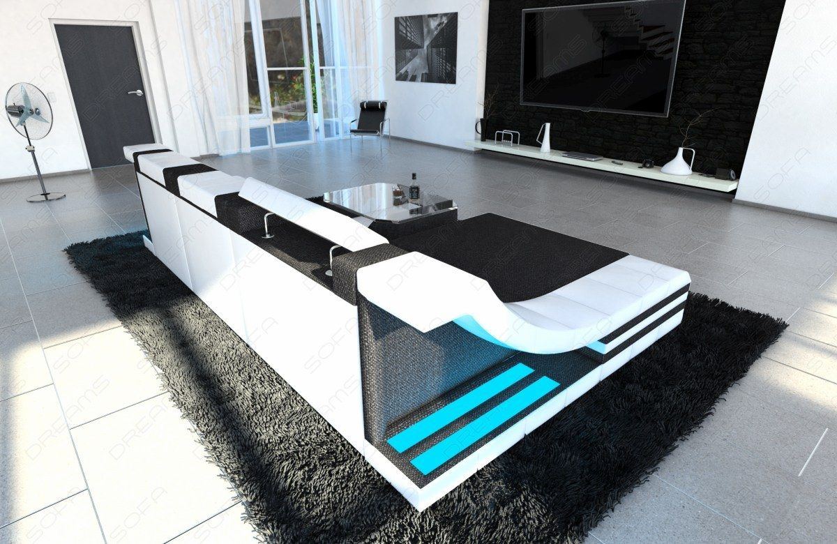 New Look Polster Sofa Turino L Form mit LED Beleuchtung grau Hugo 13