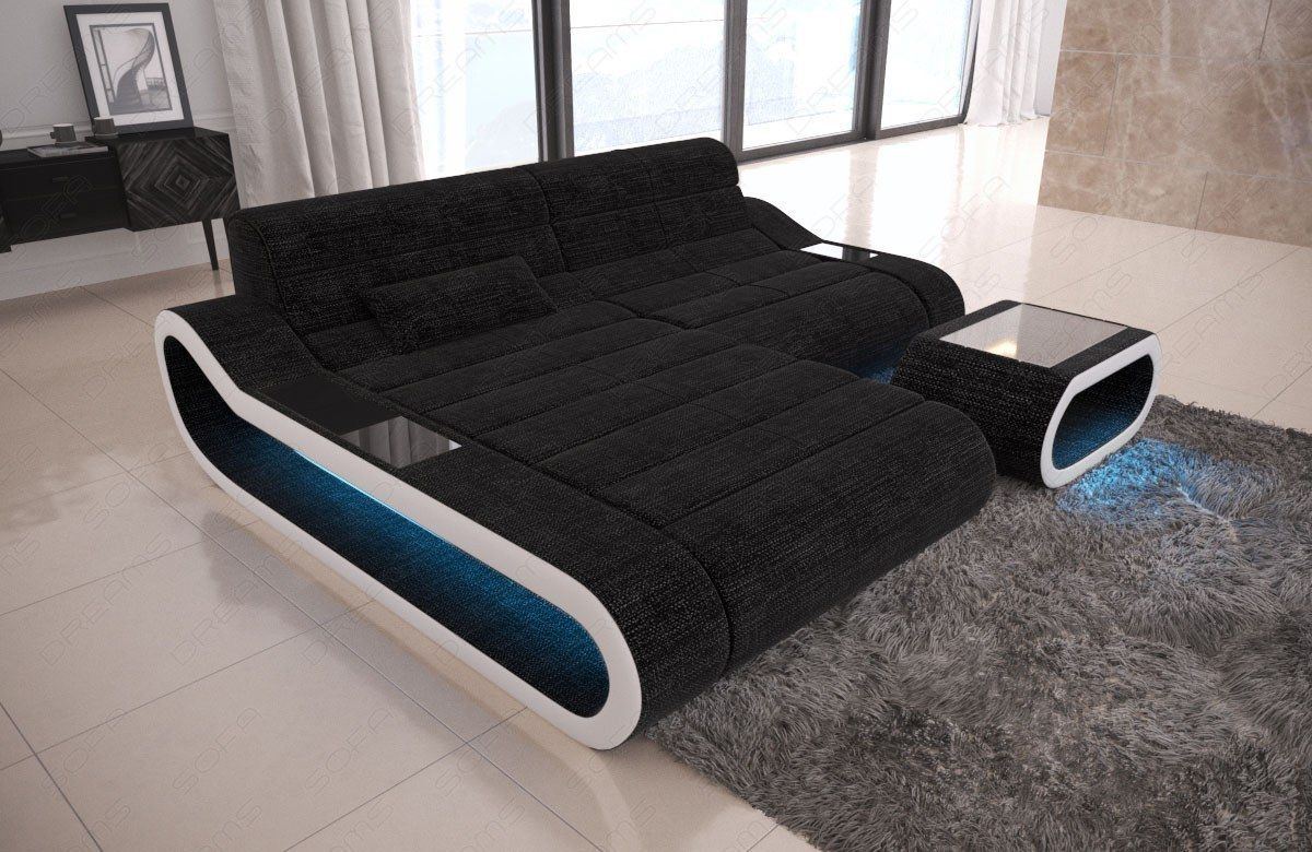 Moderne Stoffcouch Concept L Form in dunkelgrau - Hugo13 Strukturstoff
