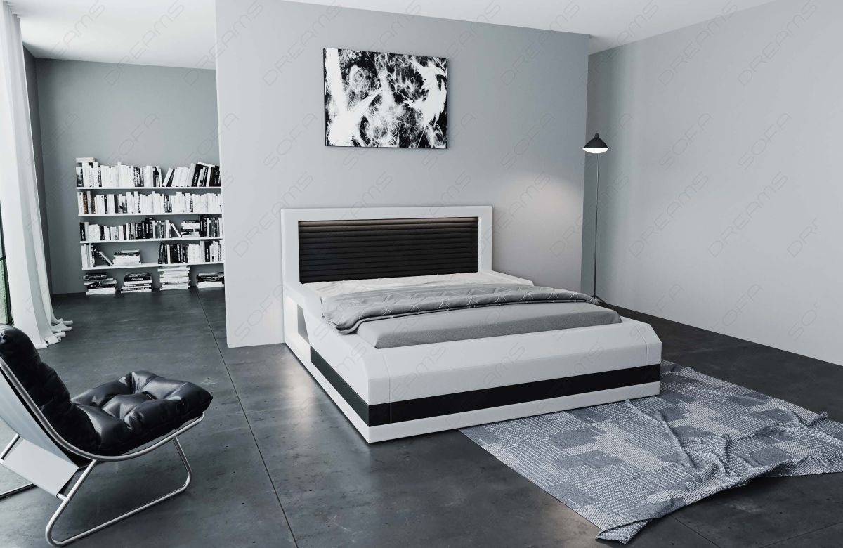 Boxspringbett Treviso mit LED in weiß-schwarz