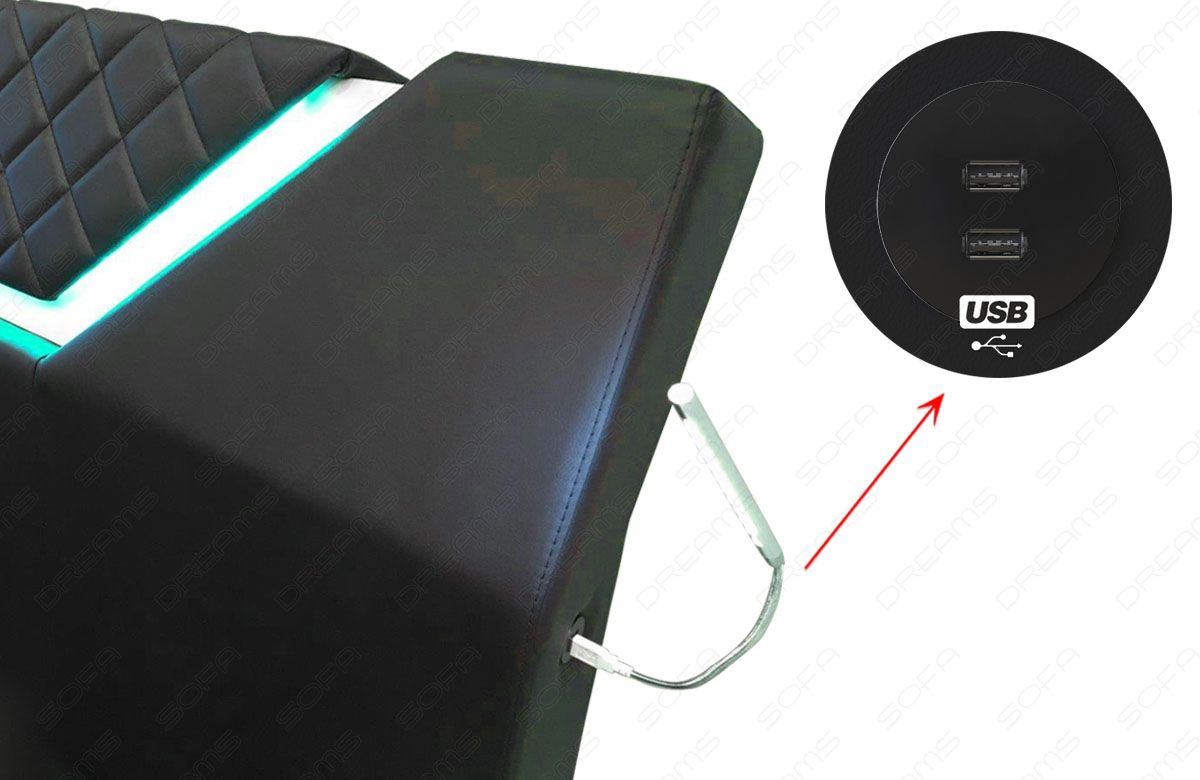 Optional erhältlich: 2 USB-Anschlüsse im Kopfteil