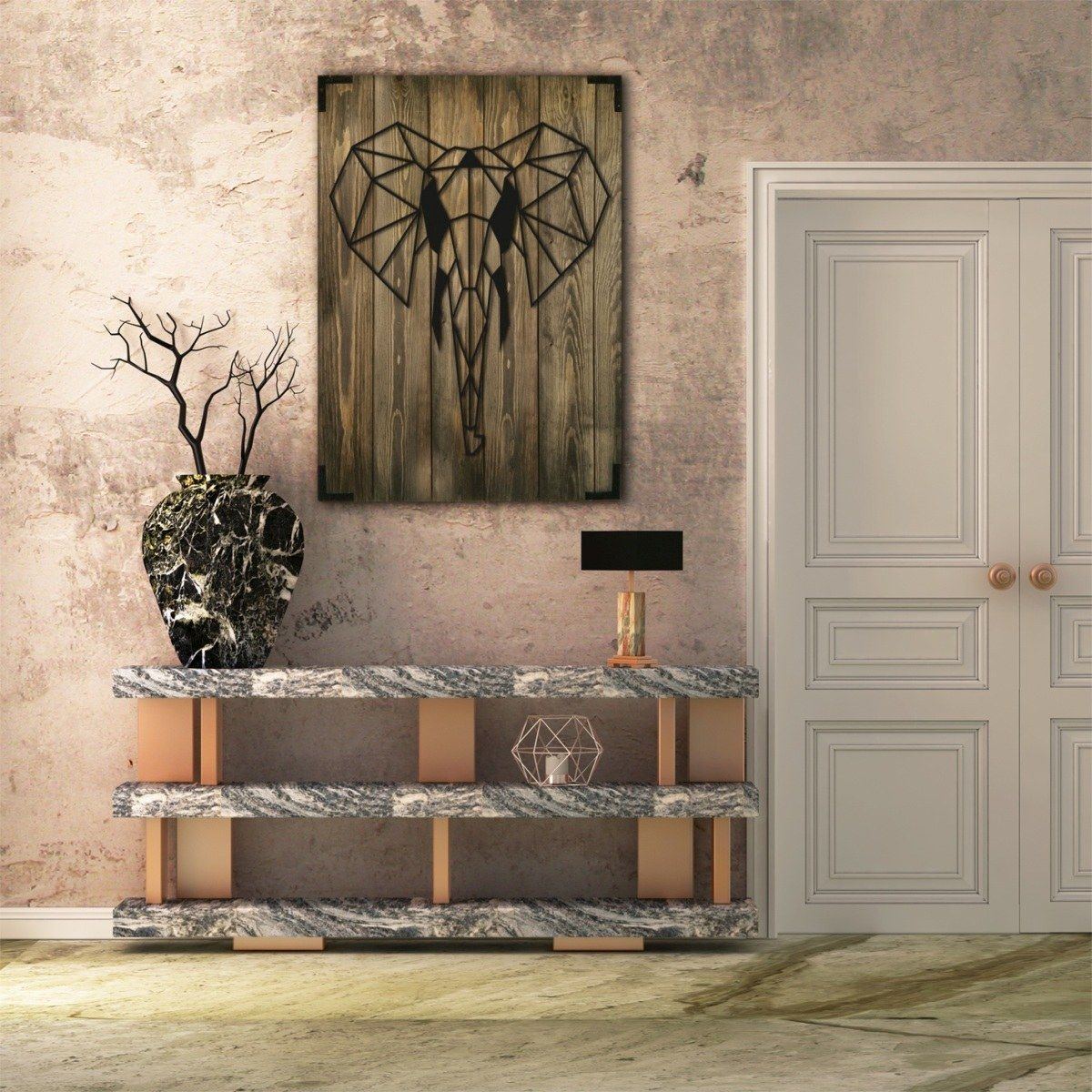 Wandbild Holz modern Elefant