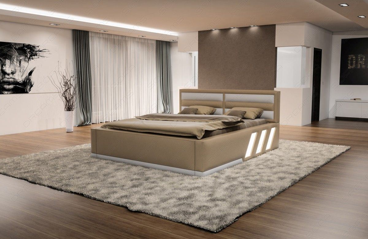 Design Wasserbett Apollonia mit LED Beleuchtung in sandbeige-weiß
