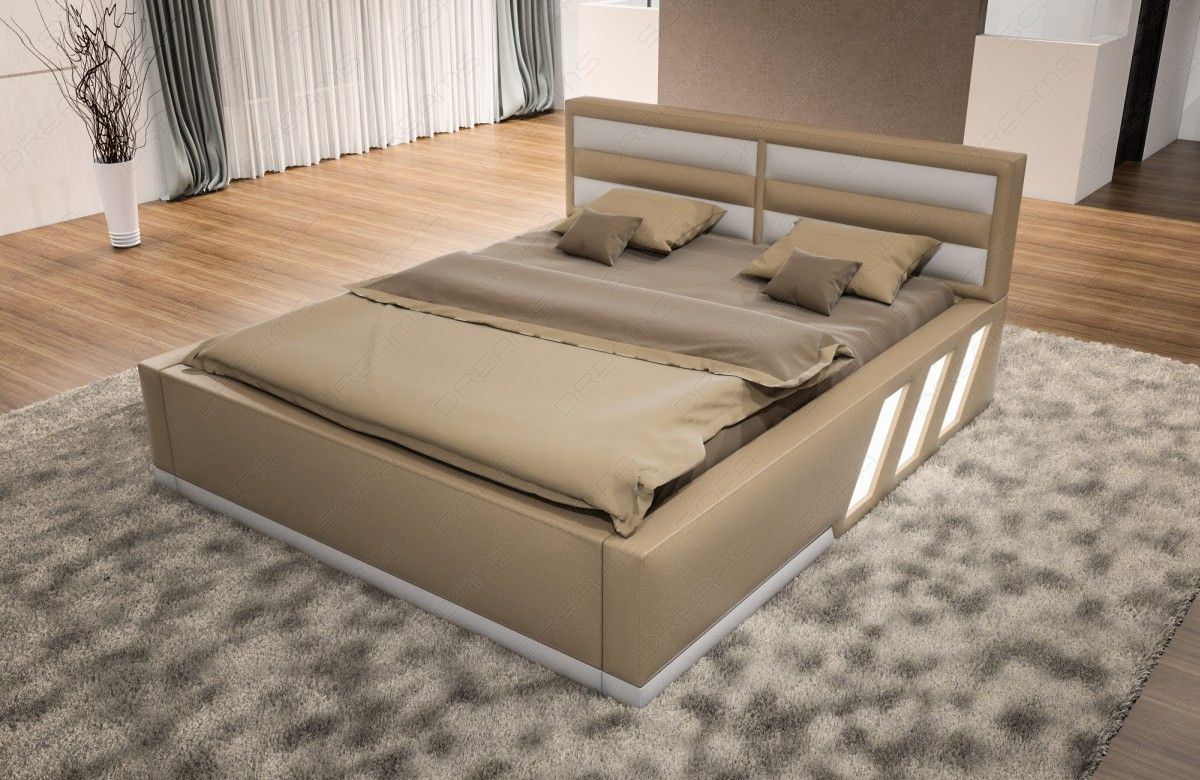 Designerbett Apollonia Komplettset in sandbeige weiss