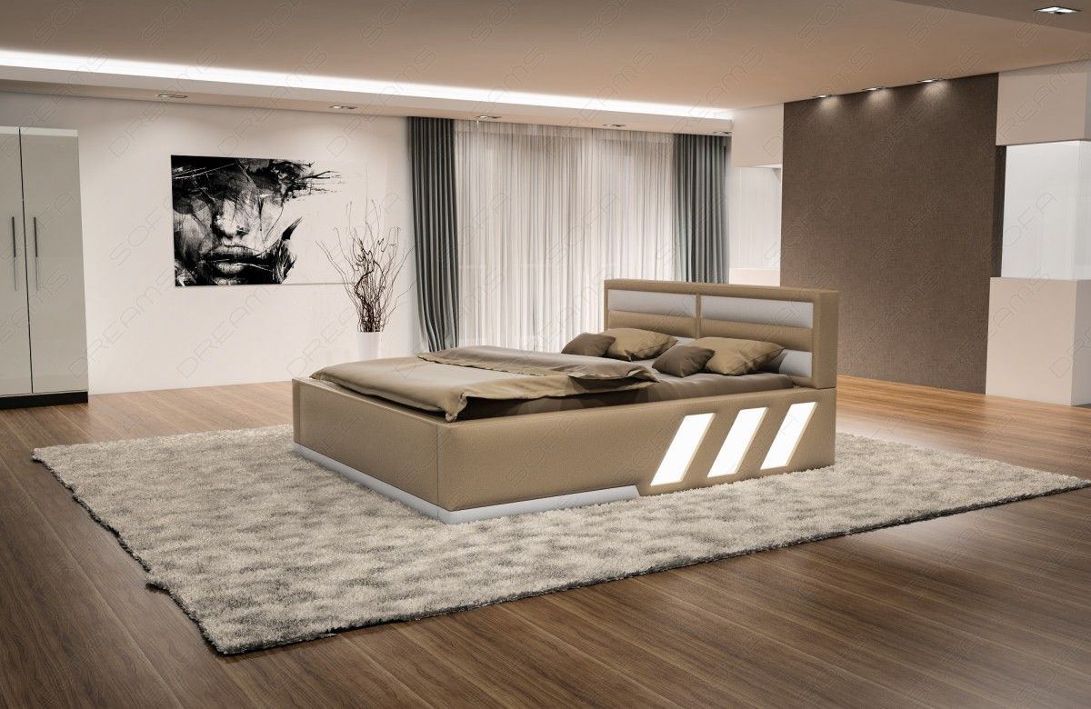 Designerbett Apollonia Komplettset in sandbeige weiss