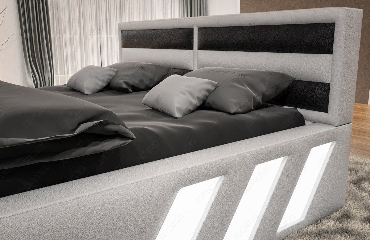 Design Wasserbett Apollonia mit LED Beleuchtung in weiß-schwarz