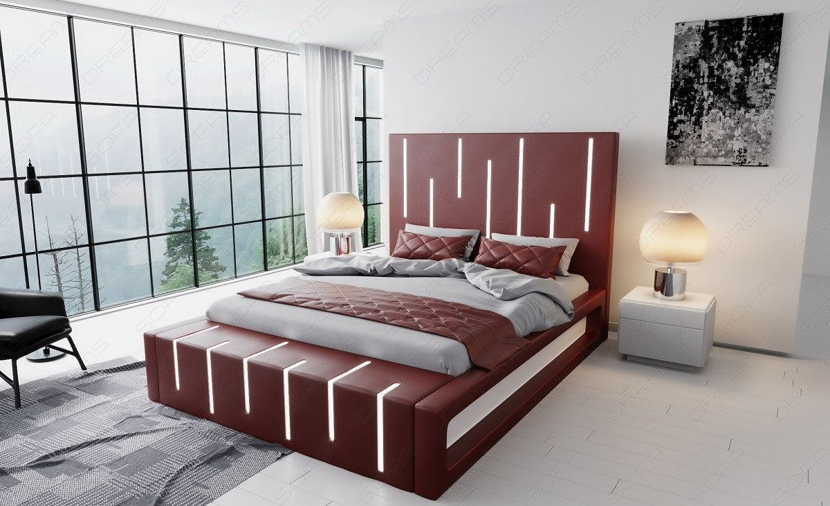 Wasserbett Milona in rot mit weißem Seitenkasten