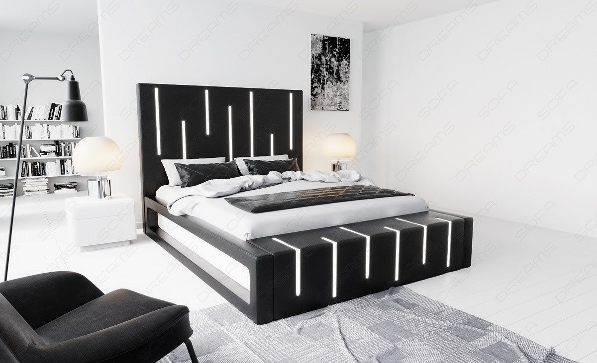 Wasserbett Milona in schwarz mit weißem Seitenkasten