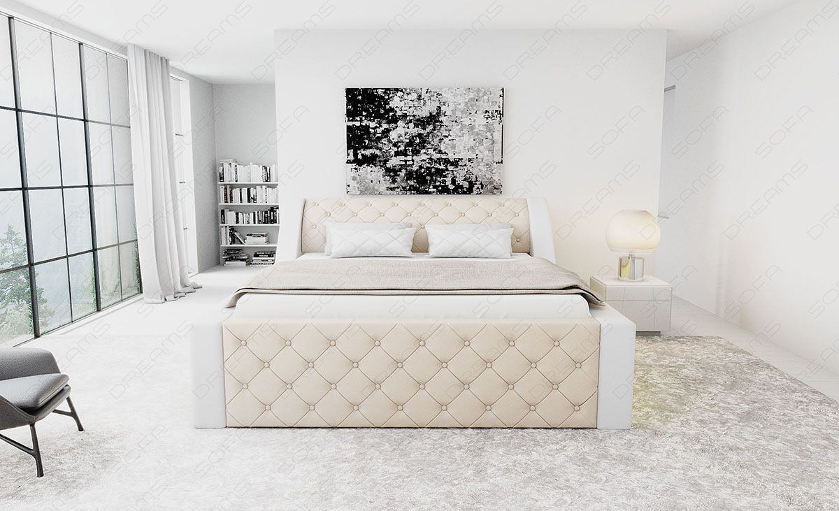 Schönes Design Wasserbett Arezzo in beige-weiß