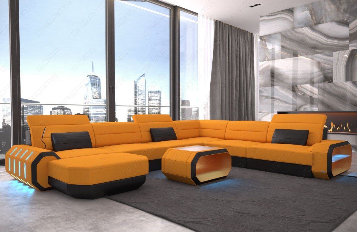 Polster Wohnlandschaft Roma XXL in apricot - Mineva16 Mikrofaser Stoff