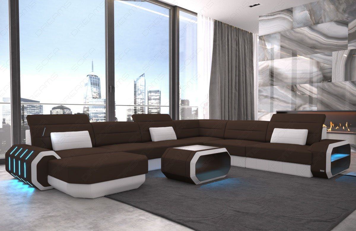 Mikrofaser Stoffsofa Roma XXL in dunkelbraun - Mineva7 Mikrofaser Stoff